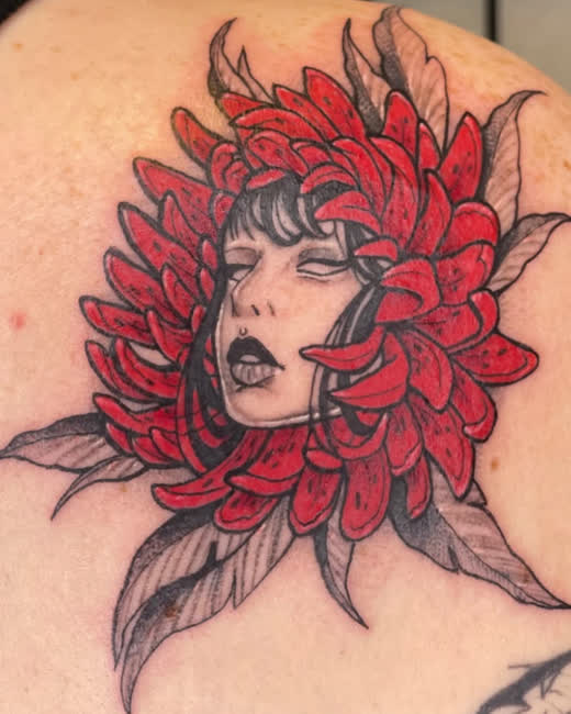Portrait in a chrysanthemum, by an Ink Different Apprentice
