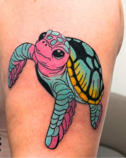 Sea turtle, new school color, by an Ink Different Apprentice